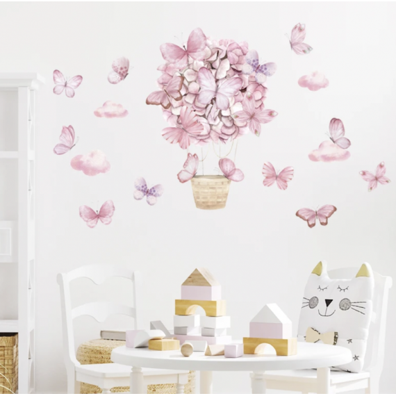 Rosa Sommerfugler Wallsticker