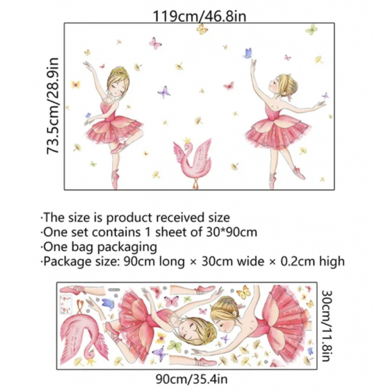 Rosa Ballerina Wallsticker