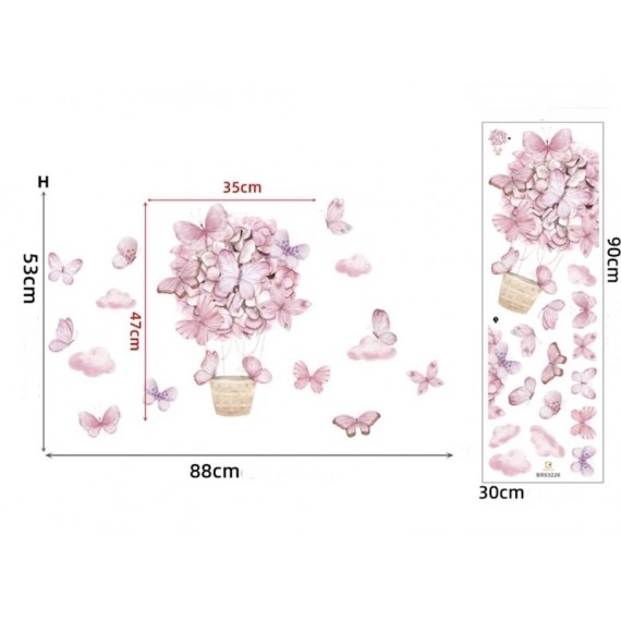 Rosa Sommerfugler Wallsticker