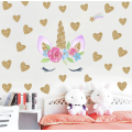 Enhjørning Wallsticker Gullhjerter