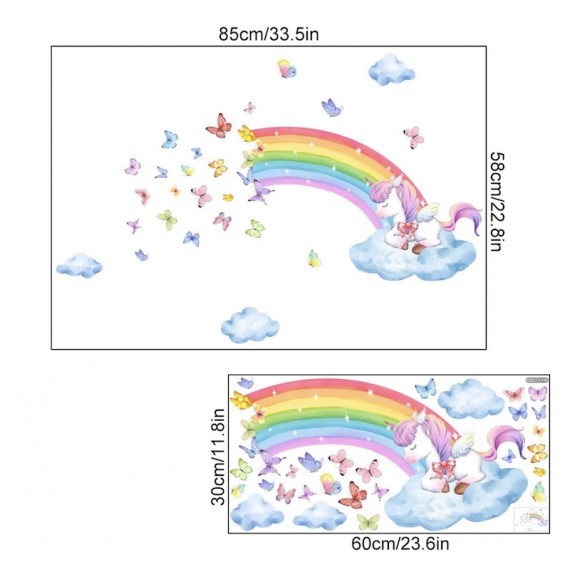 Unicorn Regnbue Wallsticker