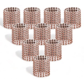 Serviettringer Rose Gold Strass, 10 stk