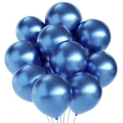 Blå Metallic Ballonger, 10 stk