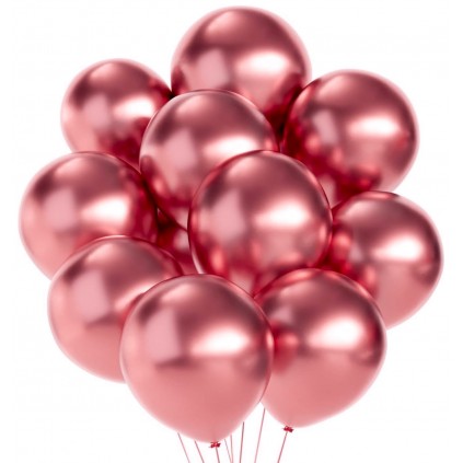 Rose Red Metallic Ballonger, 10 stk