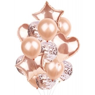 Rose Gold Foliebukett, 14 stk