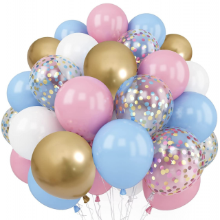 Blå og Rosa Ballongbukett
