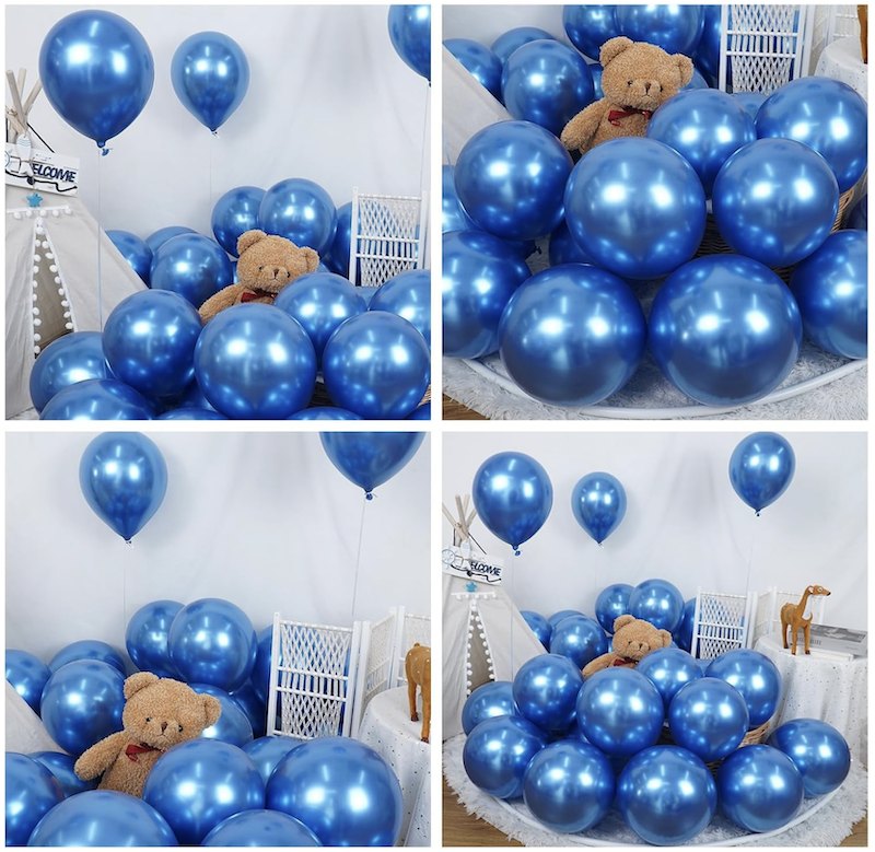Blå Metallic Ballonger, 20 stk