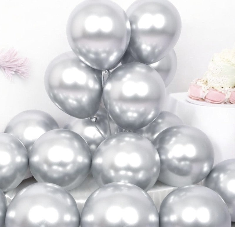 Sølv Metallic Ballonger, 20 stk