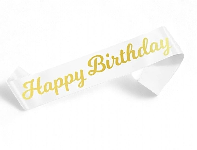 Hvit og Gull Happy Birthday Ordensbånd
