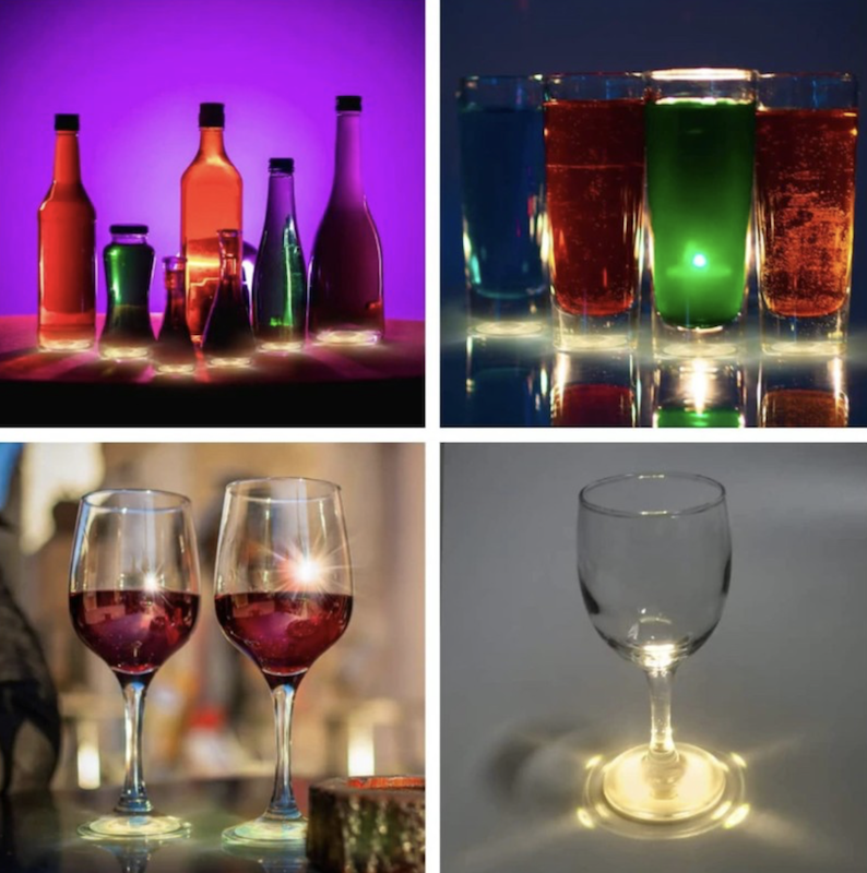 Varmhvite LED lys til flasker og glass