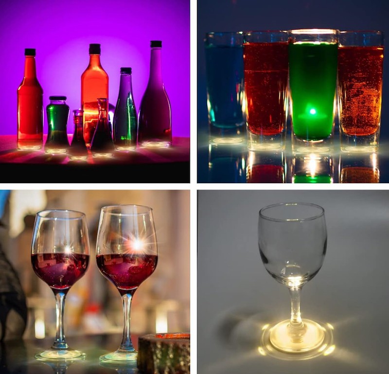 Varmhvite LED lys til flasker og glass