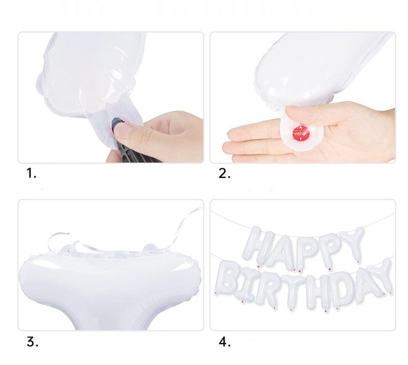 Hvit Happy Birthday Foliebanner