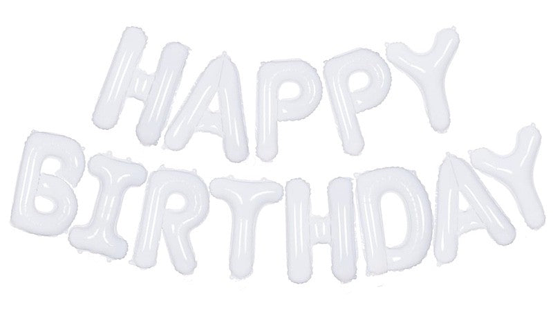 Hvit Happy Birthday Foliebanner