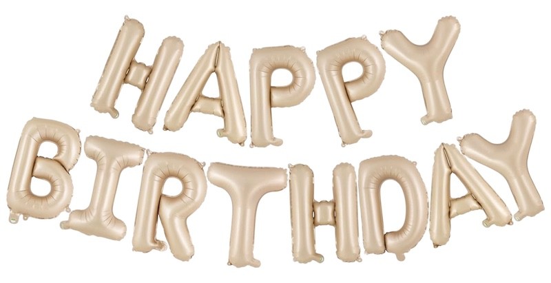Kremfarget Happy Birthday Foliebanner