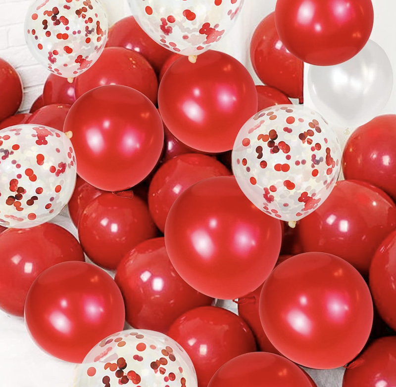 30 stk Røde og Hvite Ballonger