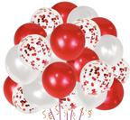 30 stk Røde og Hvite Ballonger