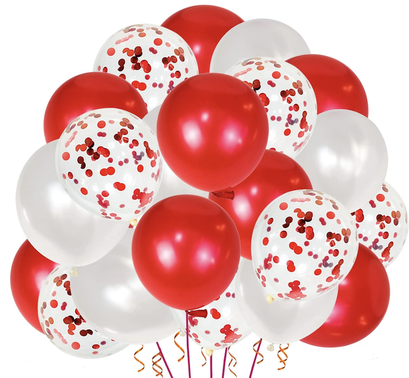 30 stk Røde og Hvite Ballonger