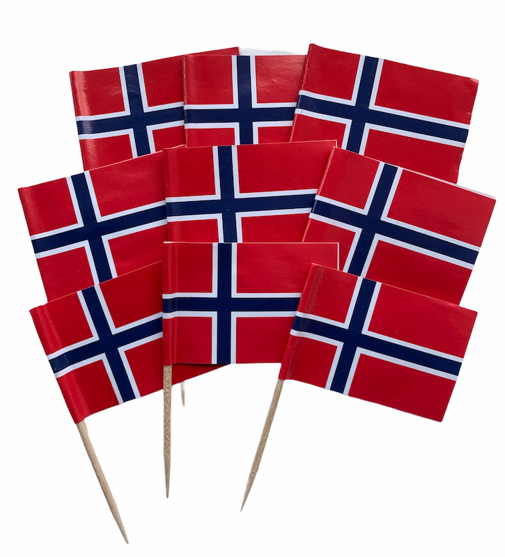 Norske Flagg Kakeflagg, 20 stk