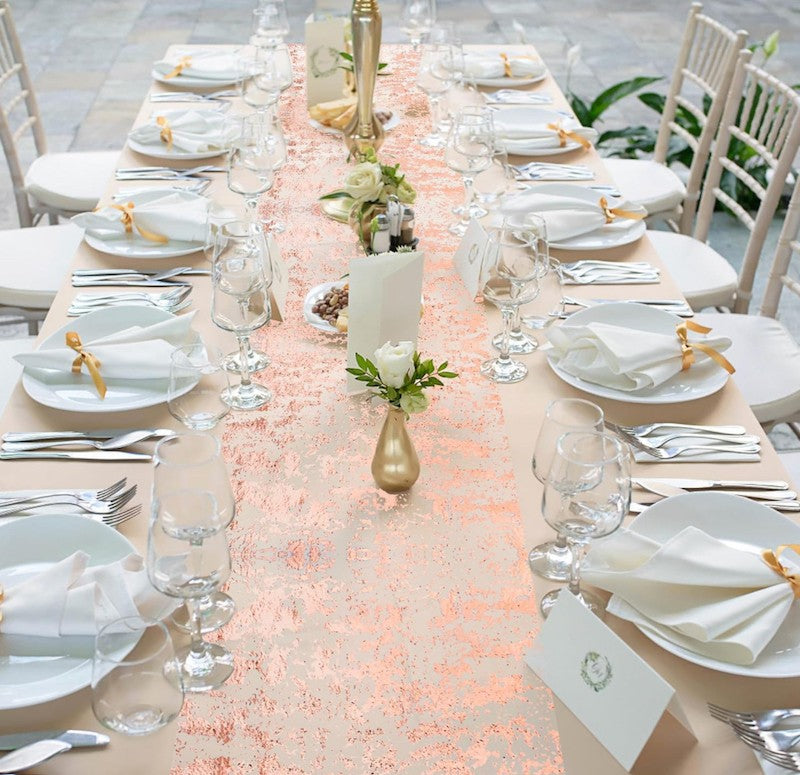 Rose Gold Glitter Bordløper, 9 meter