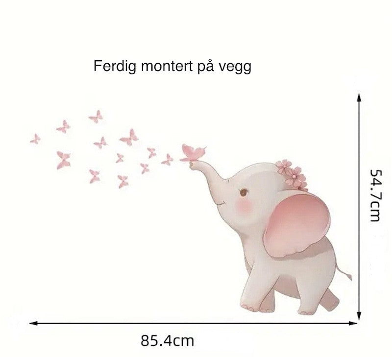 Elefant med Rosa Sommerfugler