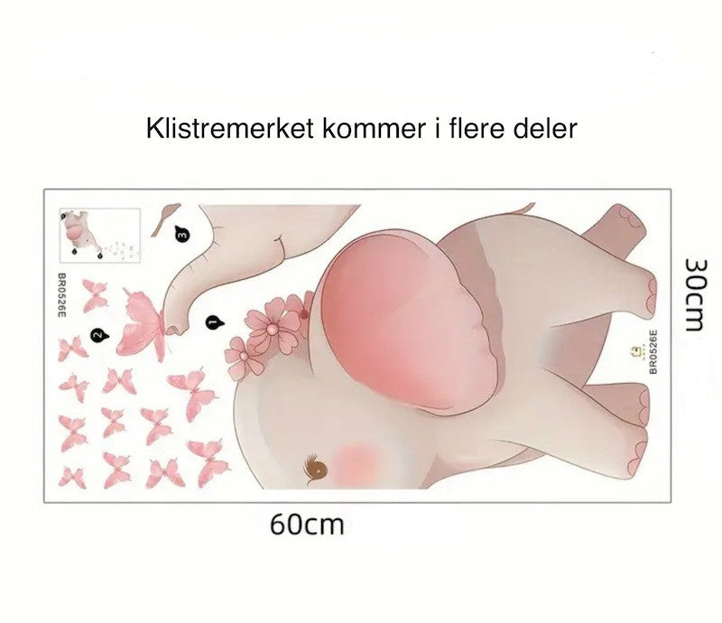 Elefant med Rosa Sommerfugler