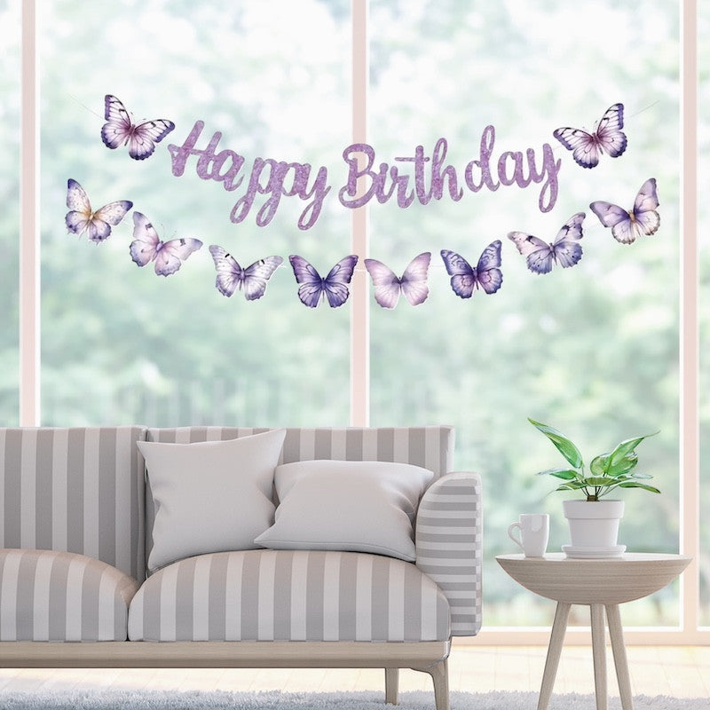 Lavendel Sommerfugl Bursdagsbanner