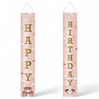 Hengende Bursdagsbanner, Rosa & Gull