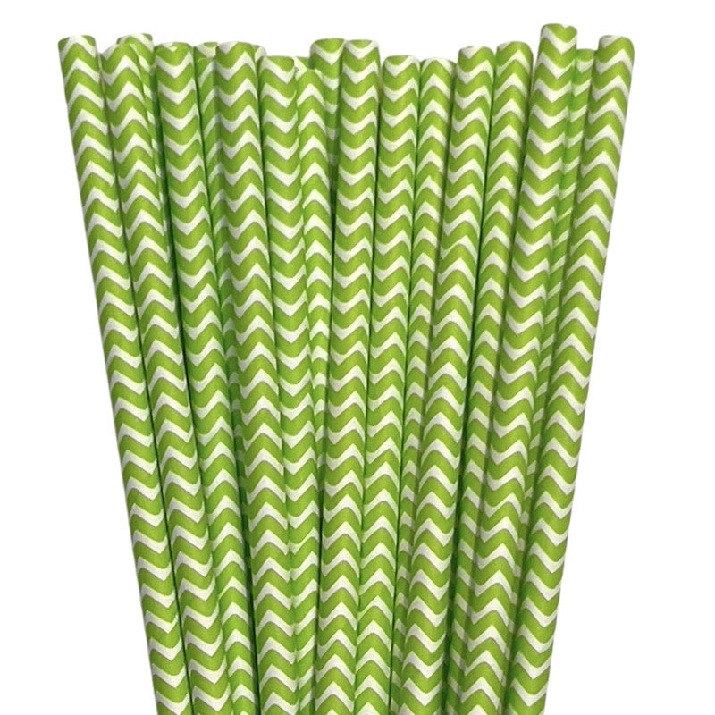 Grønne & Hvite Zig Zag Sugerør