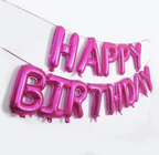 Mørkerosa Happy Birthday Foliebanner