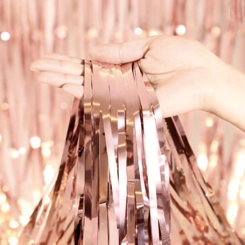 Skinnende Rose Gold Glittergardin