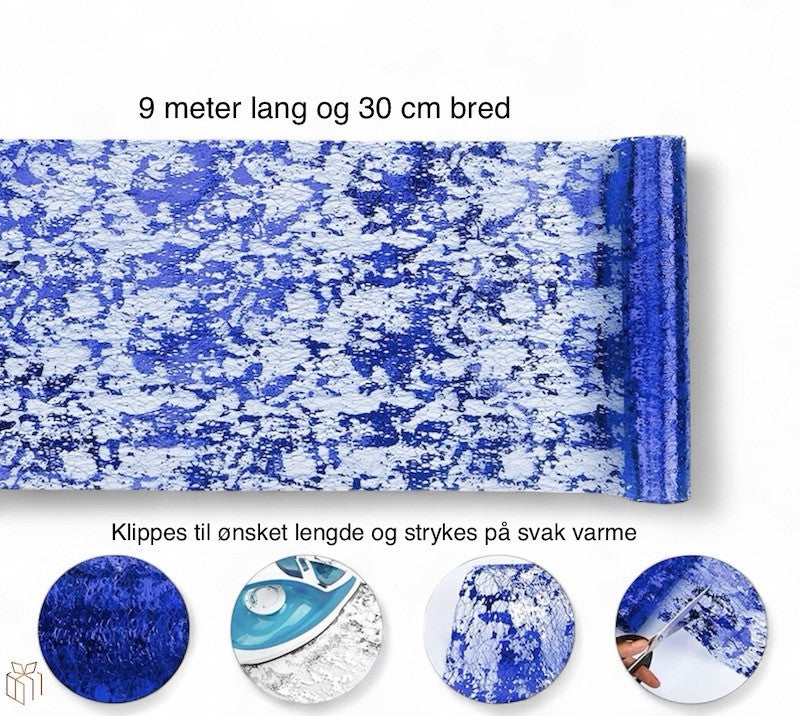 Blå Glitter Bordløper, 9 meter