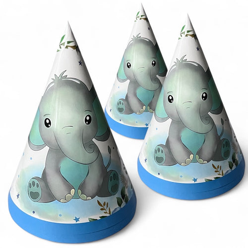 Blå Elefant Papphatter, 6 stk
