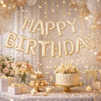 Kremfarget Happy Birthday Foliebanner