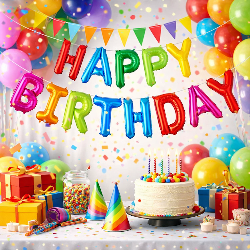Flerfarget Happy Birthday Folie Banner