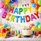 Flerfarget Happy Birthday Folie Banner