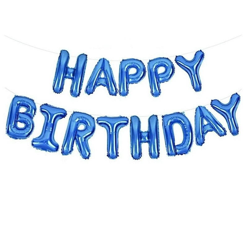 Dyp Blå Happy Birthday Foliebanner