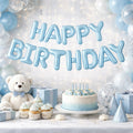 Lyseblå Happy Birthday Foliebanner