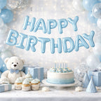 Lyseblå Happy Birthday Foliebanner