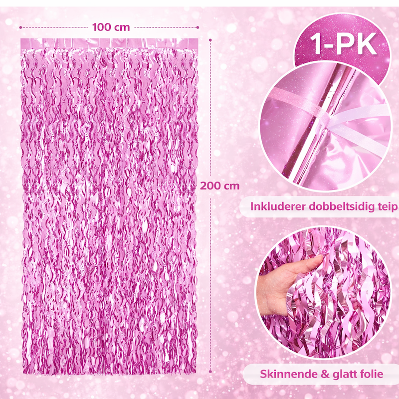 Rosa Shimmer Glittergardin