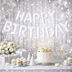 Hvit Happy Birthday Foliebanner