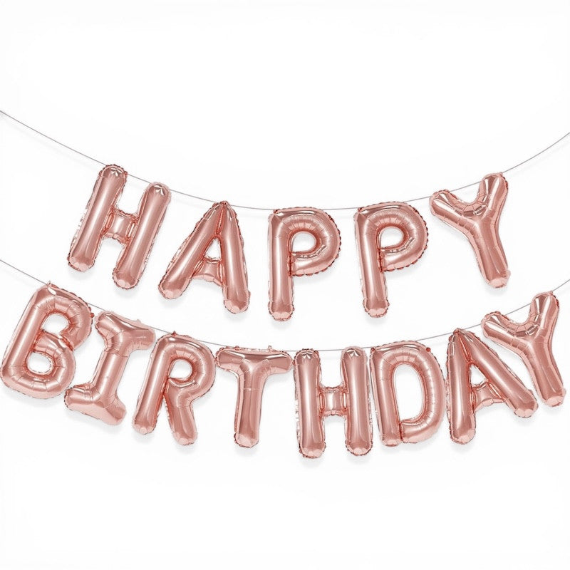 Rose Gold Happy Birthday Foliebanner
