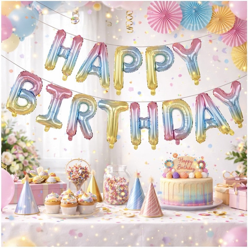Pastell Happy Birthday Foliebanner
