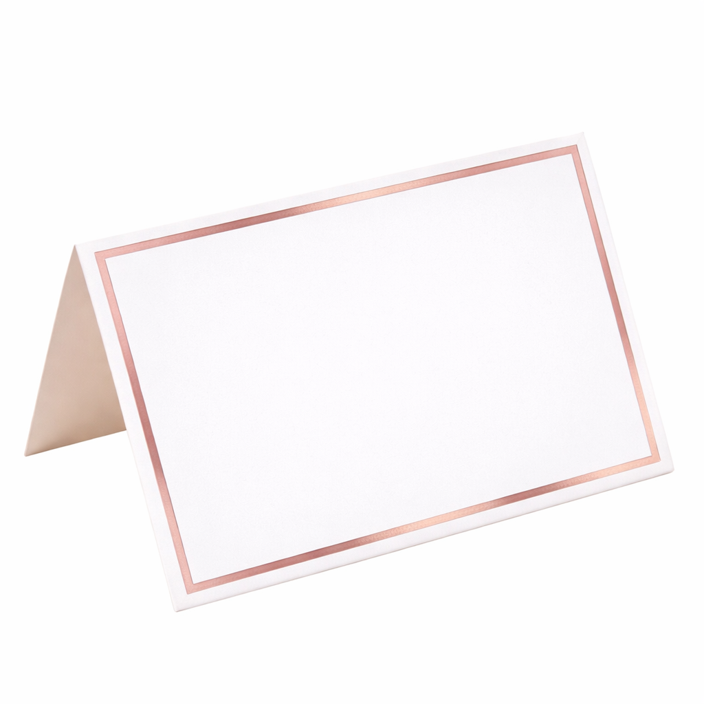 Hvite Bordkort med Rose Gold Bord