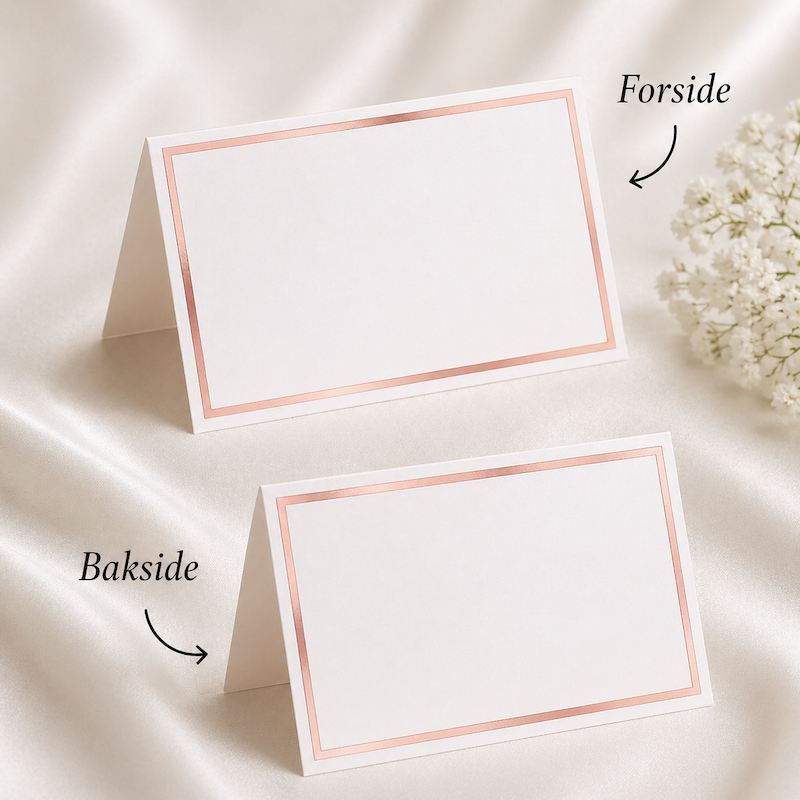 Hvite Bordkort med Rose Gold Bord