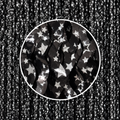 Sort Glittergardin med Sølvstjerner