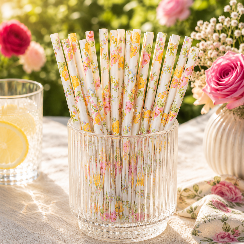 Sugerør med Sommerblomster