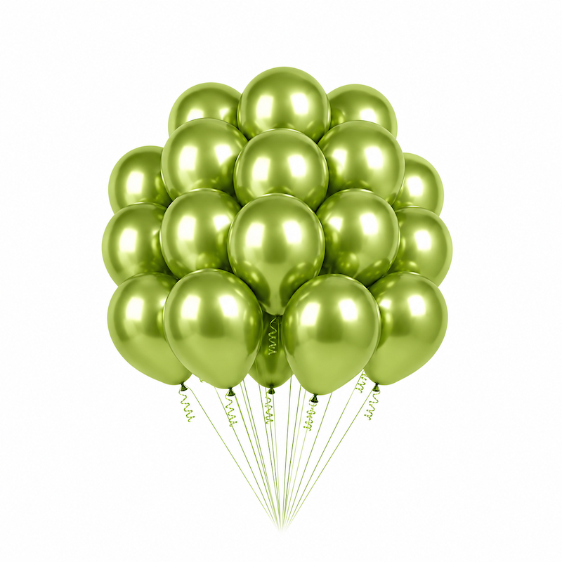 Lys Grønne Metallic Ballonger, 20 stk