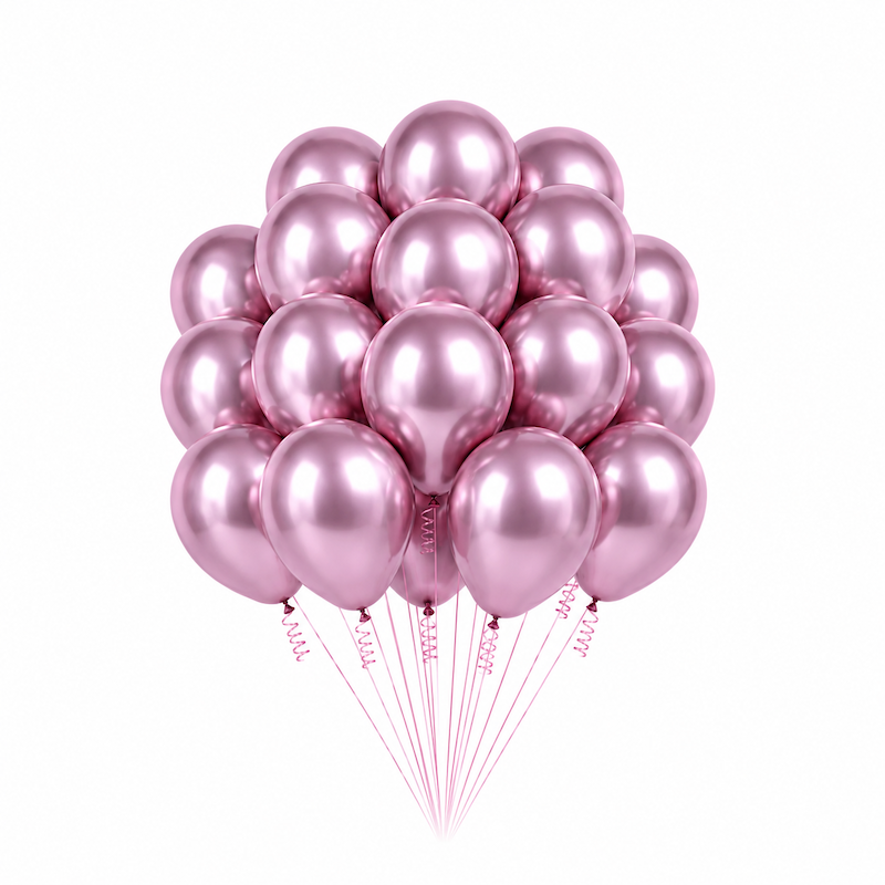 Lys Rosa Metallic Ballonger, 20 stk