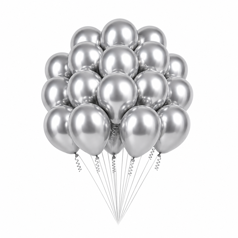 Sølv Metallic Ballonger, 20 stk