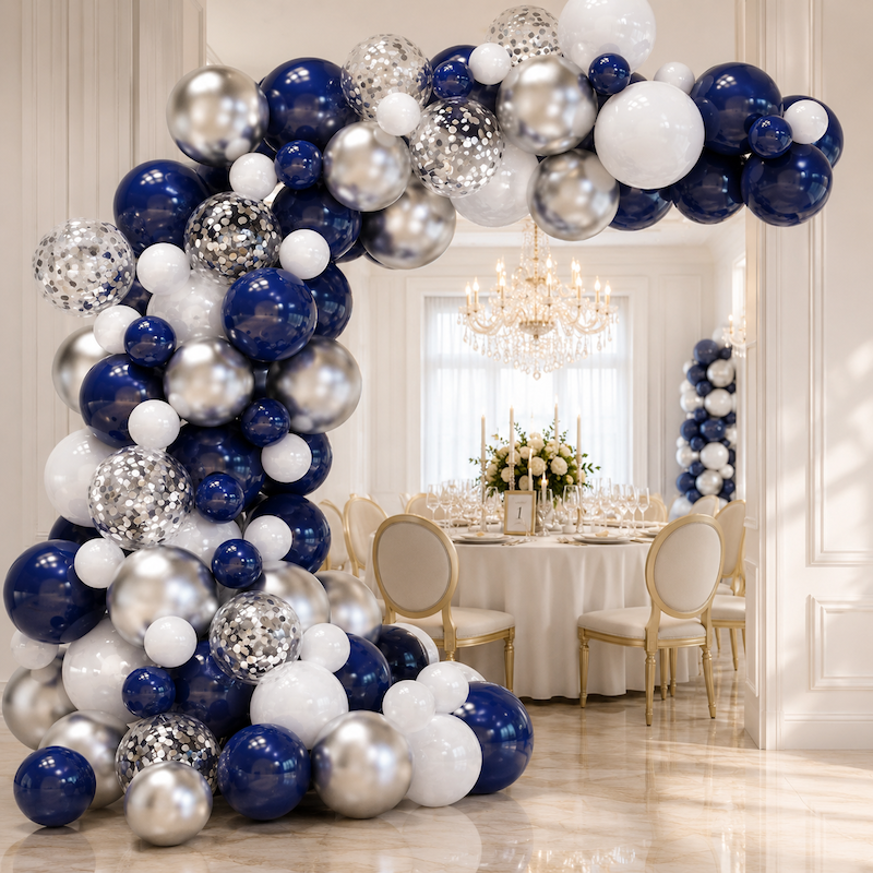 Blå, Sølv og Hvit Ballongbue